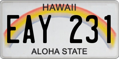 HI license plate EAY231