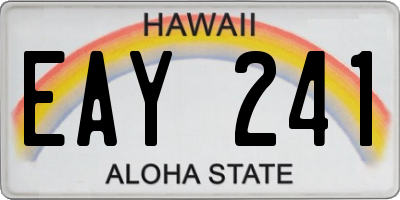 HI license plate EAY241