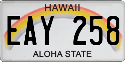 HI license plate EAY258