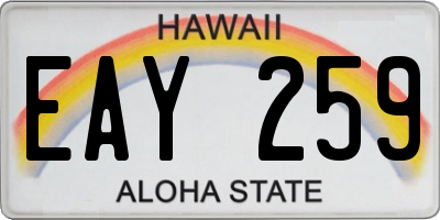 HI license plate EAY259