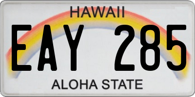 HI license plate EAY285