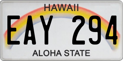HI license plate EAY294