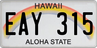 HI license plate EAY315