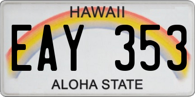HI license plate EAY353