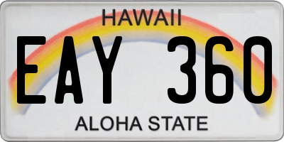 HI license plate EAY360