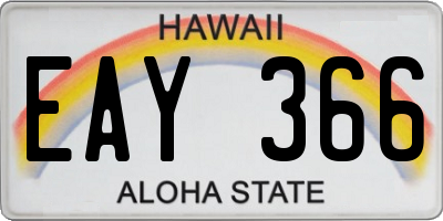 HI license plate EAY366