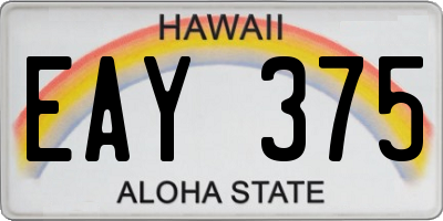 HI license plate EAY375