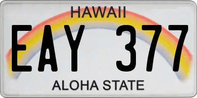 HI license plate EAY377