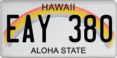 HI license plate EAY380