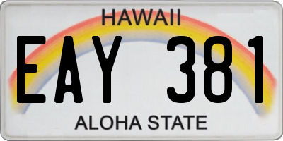 HI license plate EAY381