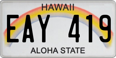 HI license plate EAY419