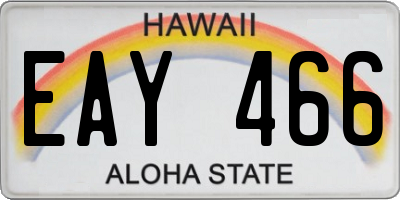 HI license plate EAY466