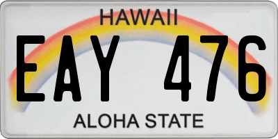 HI license plate EAY476