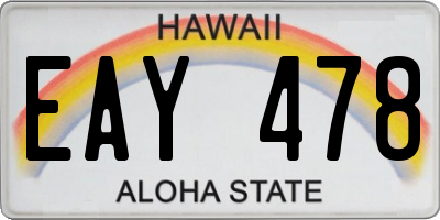 HI license plate EAY478