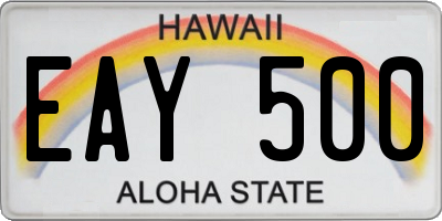 HI license plate EAY500