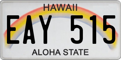HI license plate EAY515