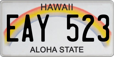 HI license plate EAY523