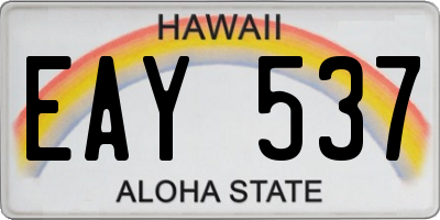 HI license plate EAY537