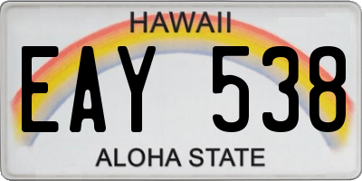 HI license plate EAY538
