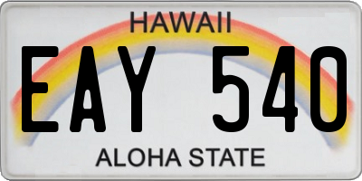 HI license plate EAY540