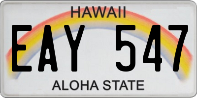 HI license plate EAY547
