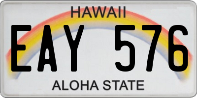 HI license plate EAY576