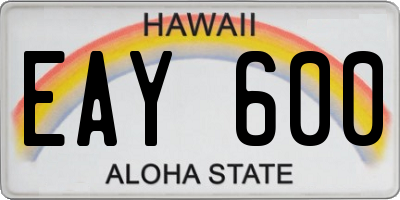 HI license plate EAY600