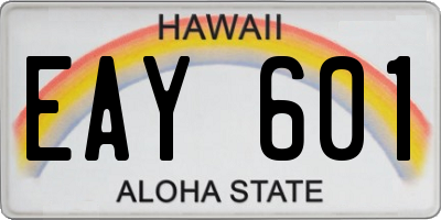 HI license plate EAY601