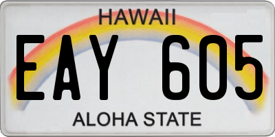HI license plate EAY605