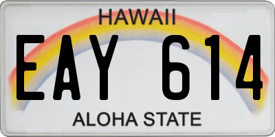 HI license plate EAY614