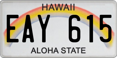 HI license plate EAY615