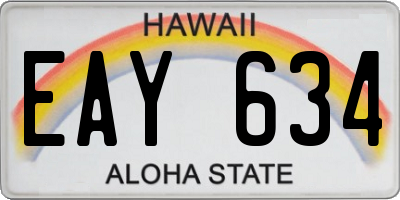 HI license plate EAY634