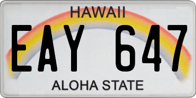 HI license plate EAY647