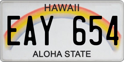HI license plate EAY654