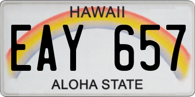 HI license plate EAY657