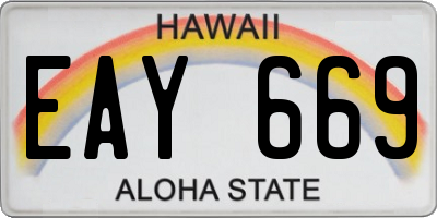 HI license plate EAY669