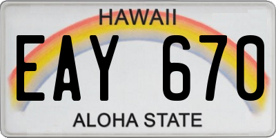 HI license plate EAY670