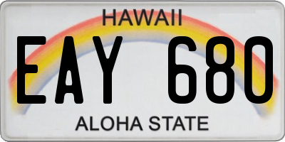 HI license plate EAY680