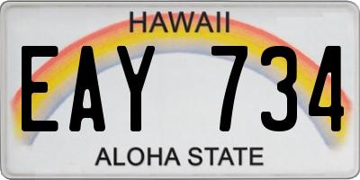 HI license plate EAY734