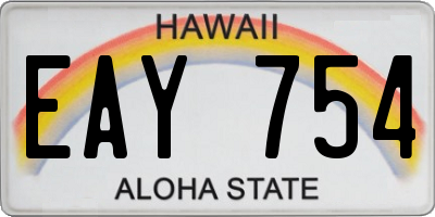 HI license plate EAY754