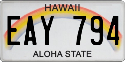 HI license plate EAY794
