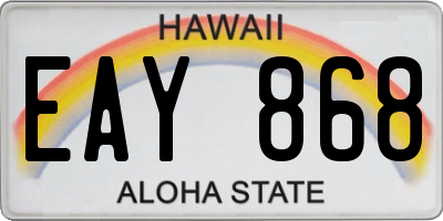 HI license plate EAY868