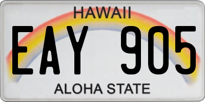 HI license plate EAY905