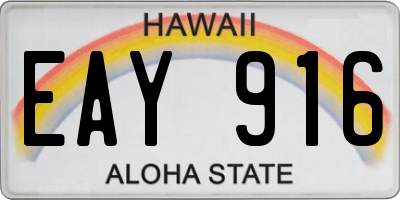 HI license plate EAY916