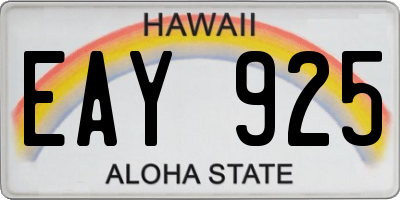HI license plate EAY925