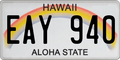 HI license plate EAY940
