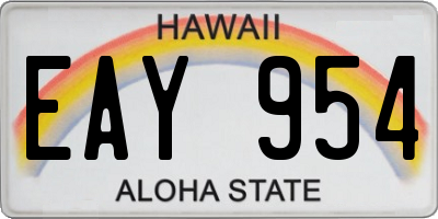 HI license plate EAY954