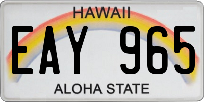 HI license plate EAY965