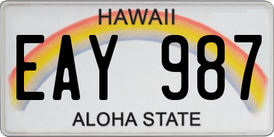 HI license plate EAY987