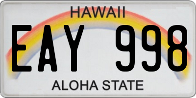 HI license plate EAY998